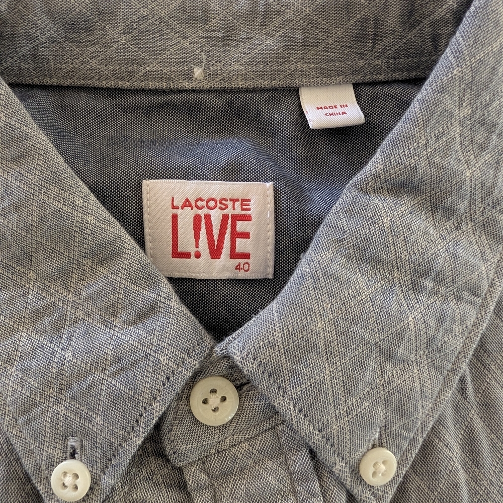 Lacoste Light Gray Patterned Button Down Shirt - image 3